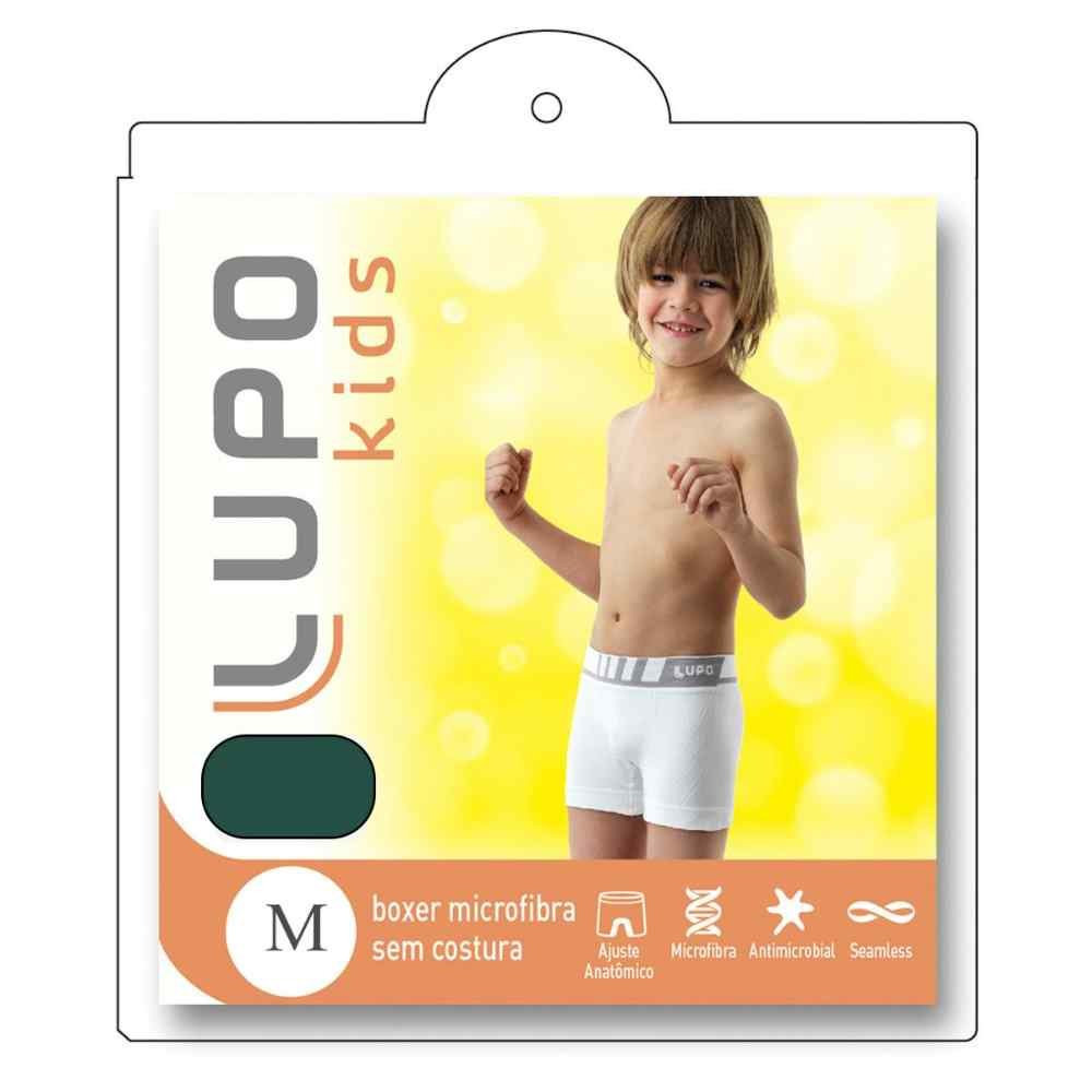 CUECA BOXER OLIVA INFANTIL EM MICROFIBRA DE 3 A 14 ANOS LUPO