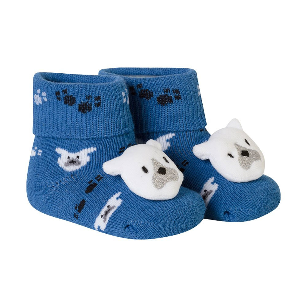 MEIA COM PELÚCIA FUN SOCKS PARA BEBÊ URSINHO AZUL