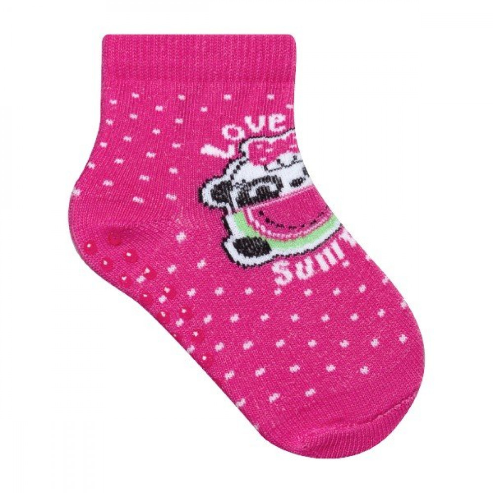 MEIA PARA BEBÊ ANTIDERRAPANTE ESTAMPADINHA LOVE SUMMER PINK