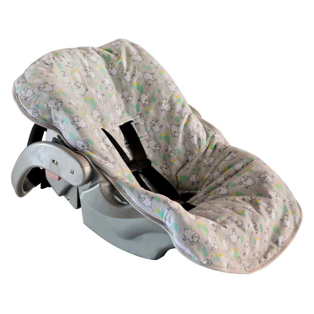 CAPA PARA BEBÊ CONFORTO MALHA ESTAMPADINHA OVELHINHA MESCLA