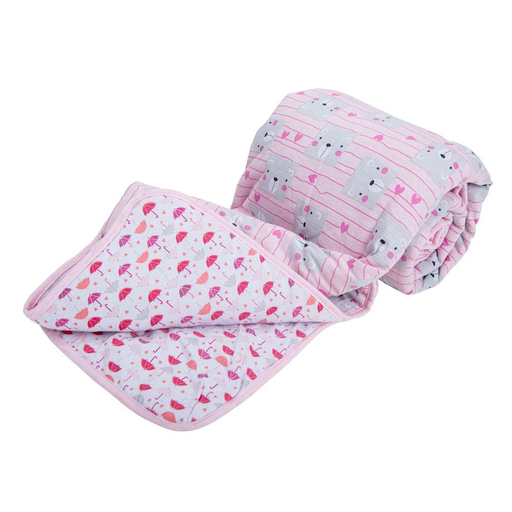 EDREDOM 85CM X 130CM PARA BEBÊ ESTAMPADINHO URSINHA ROSA CLARO