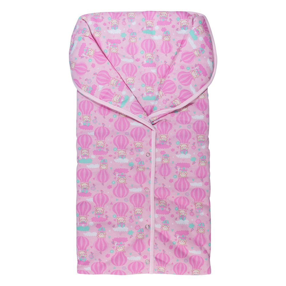 PORTA BEBÊ 100% ALGODÃO ESTAMPADINHO BALÕES ROSA