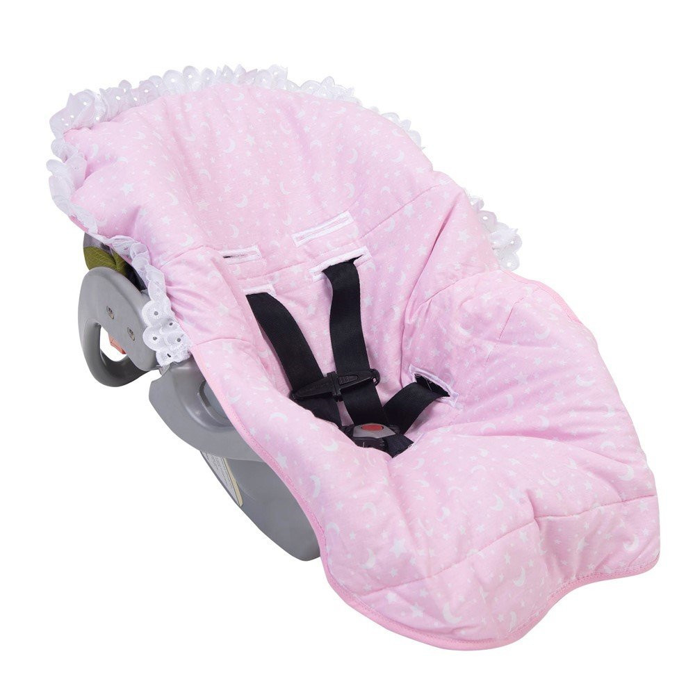 CAPA PARA BEBÊ CONFORTO ENCANTO ESTAMPADINHA ESTRELINHA ROSA CLARO