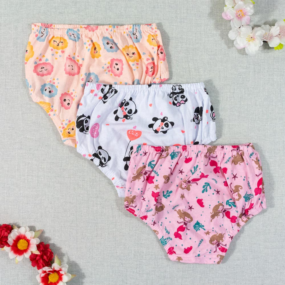 Kit 3 Peças de Calcinhas para Bebê Estampadas Cores Sortidas