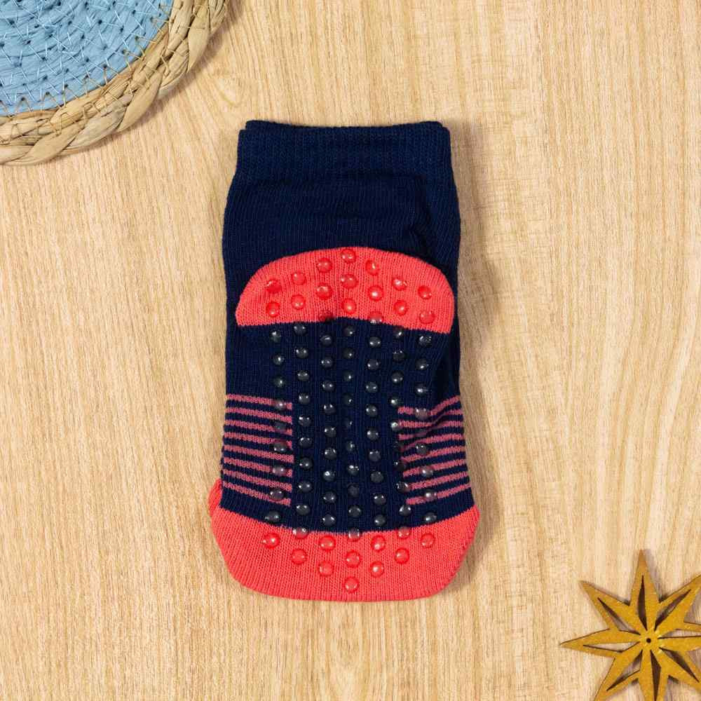 MEIA PARA BEBÊ ANTIDERRAPANTE MENINA ESTAMPADINHA MARINHO