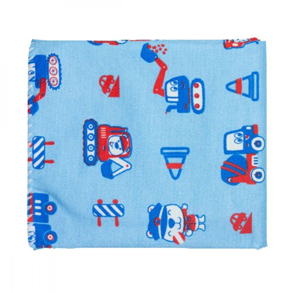 COBERTOR PARA BEBÊ 90CM X 110CM ESTAMPADO CAMINHÕES AZUL