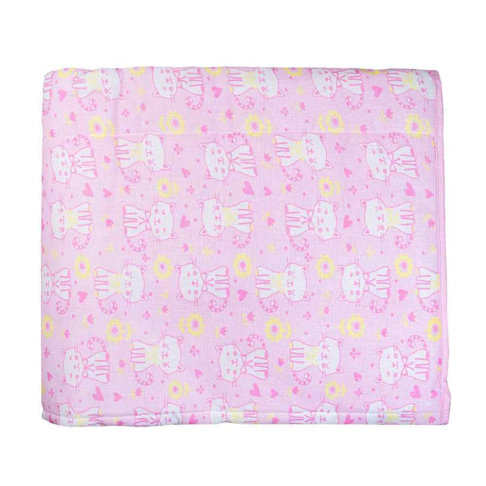 EDREDOM PARA BERÇO 85CM X 130CM ESTAMPADINHO GATINHA ROSA