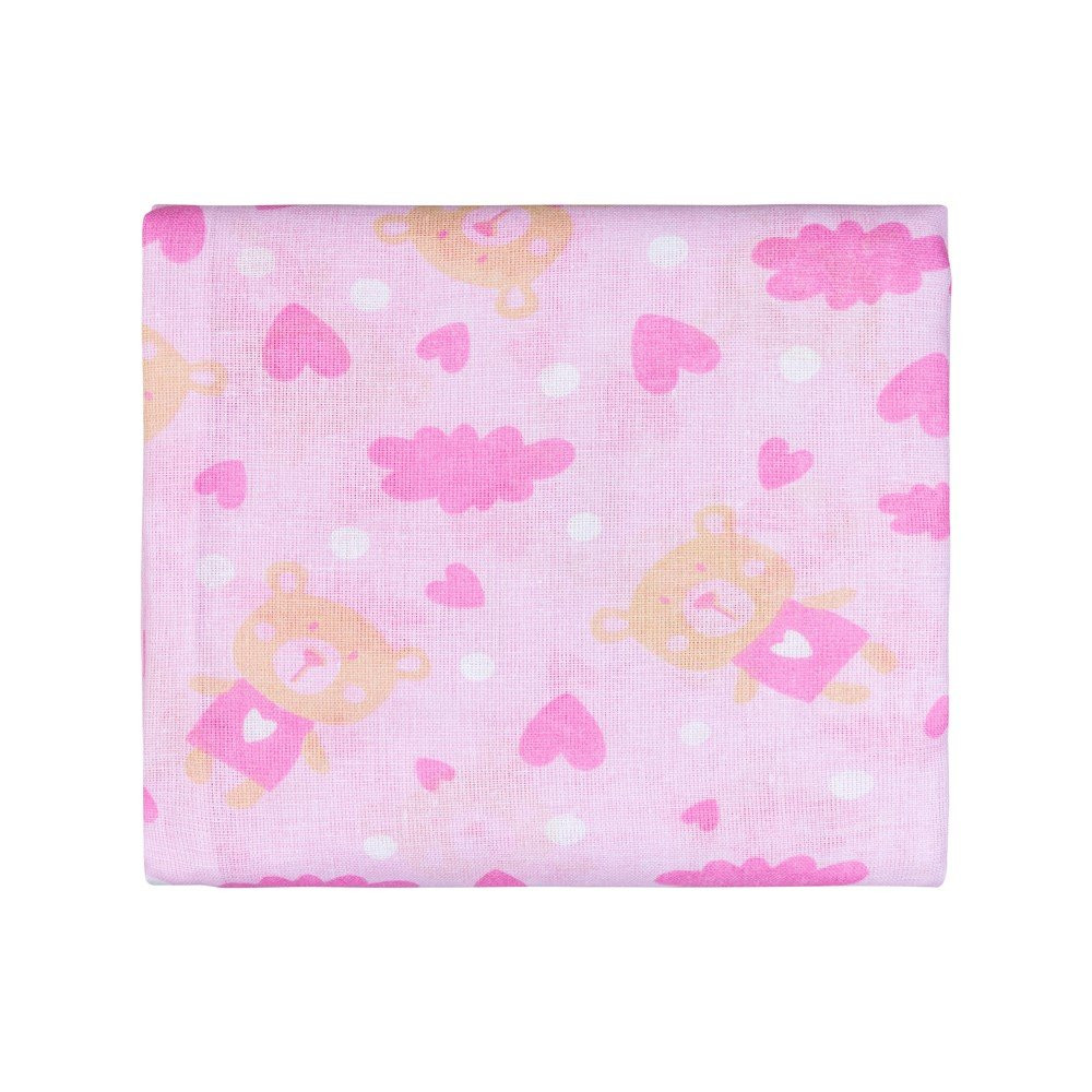 LENÇOL COM ELÁSTICO PARA BERÇO ESTAMPADINHO ROSA