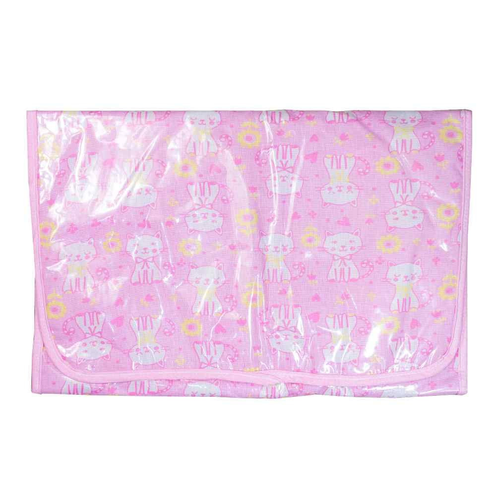 TROCADOR DE FRALDAS 45CM X 85CM PARA BEBÊ GATINHO ROSA