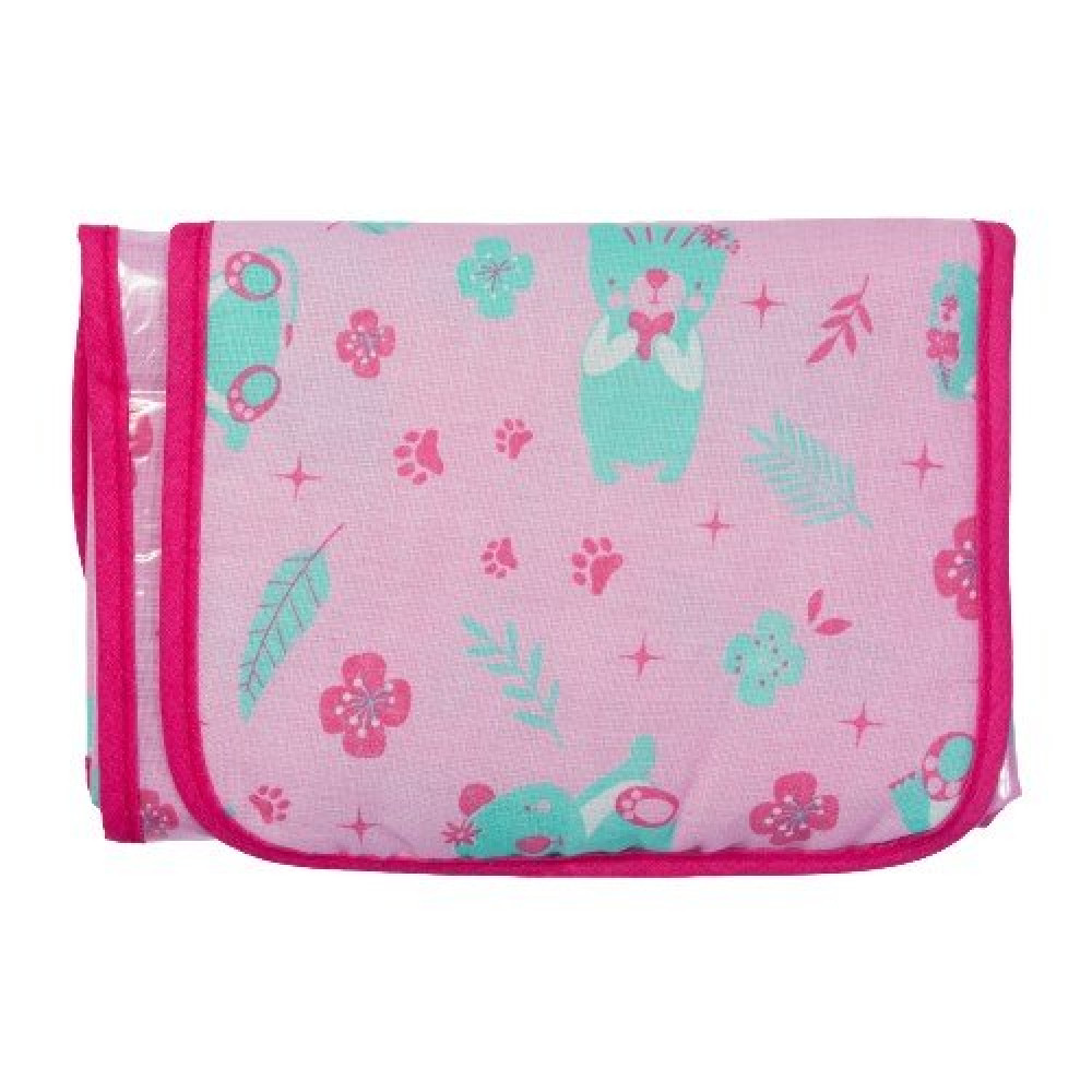 TROCADOR DE FRALDAS PORTÁTIL PARA BEBÊ 43CM X 65CM ESTAMPA BICHINHOS ROSA