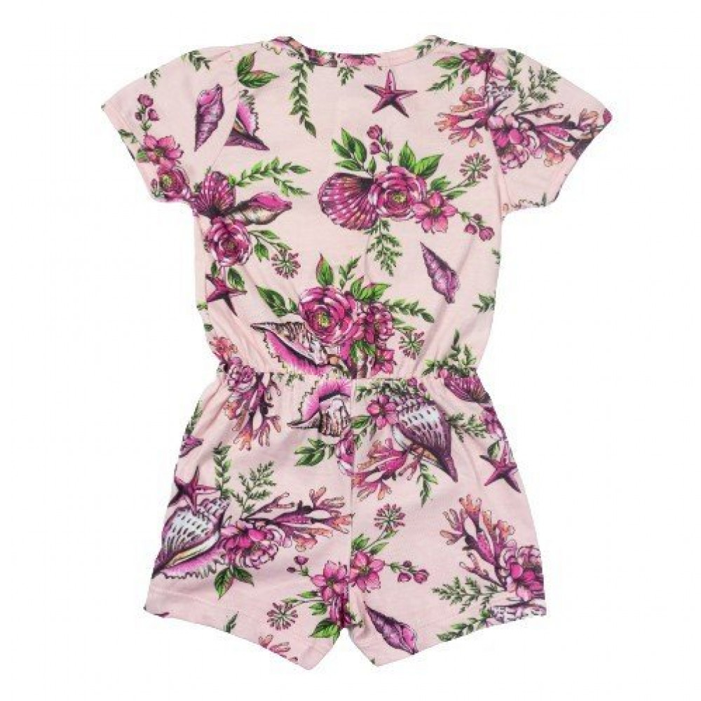 MACACÃO CURTO PARA BEBÊ COM ESTAMPA FLORES ROSE