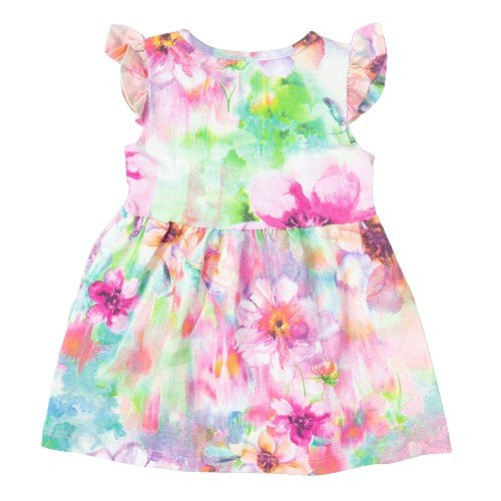 VESTIDO REGATINHA COM LAÇO PARA BEBÊ ESTAMPADINHO FLORES