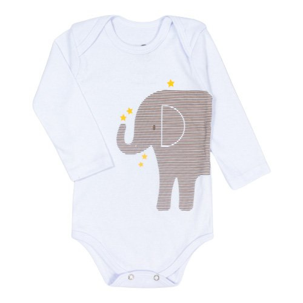 KIT BODY 3 PEÇAS COM CALÇA PARA BEBÊ ESTAMPADINHO ELEFANTINHO