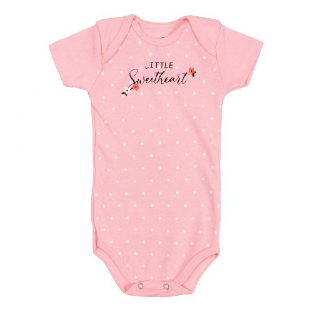 KIT BODY 3 PEÇAS COM CALÇA PARA BEBÊ ESTAMPADINHO CORAÇÃO ROSA
