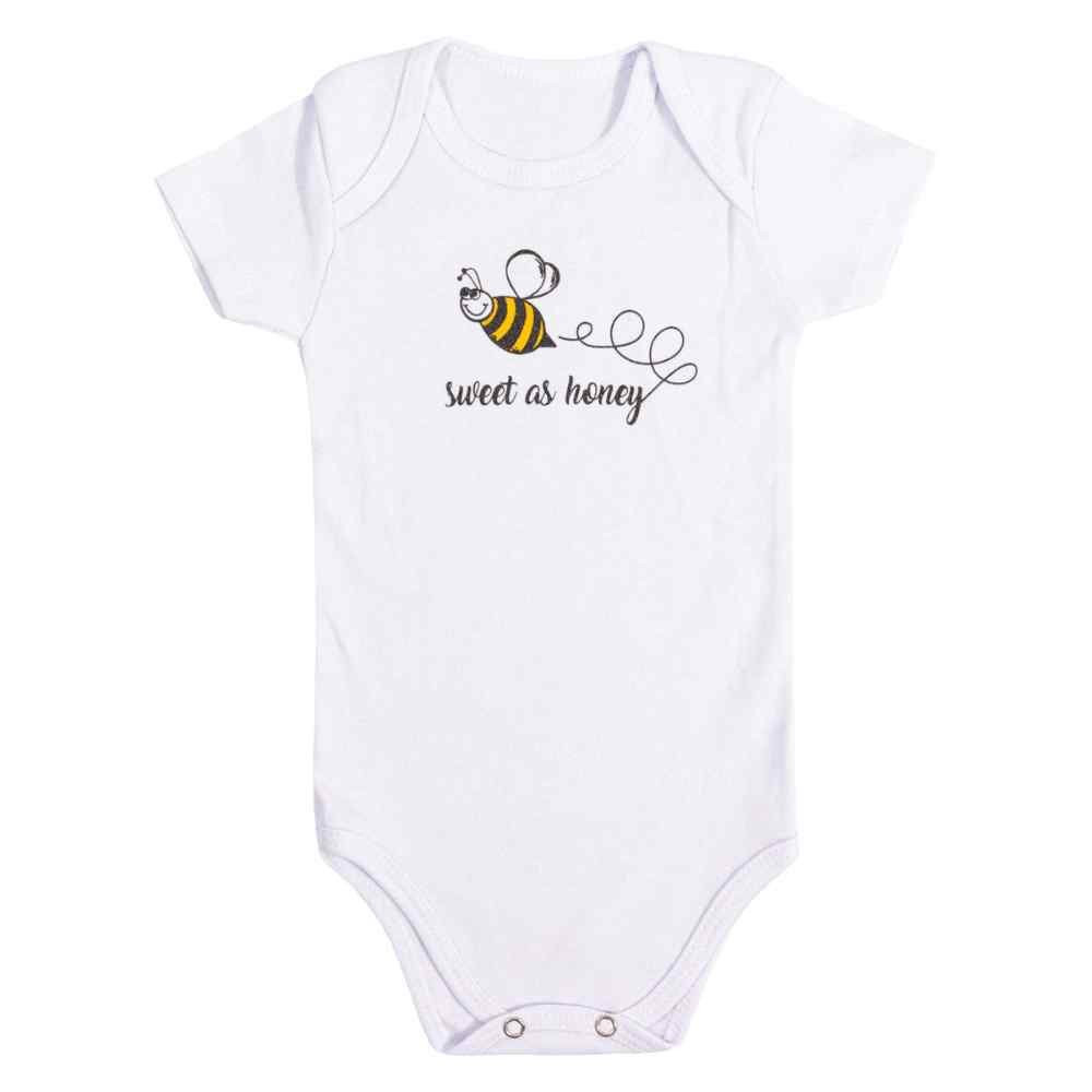 KIT BODY 3 PEÇAS COM CALÇA PARA BEBÊ ESTAMPADINHO ABELHINHA