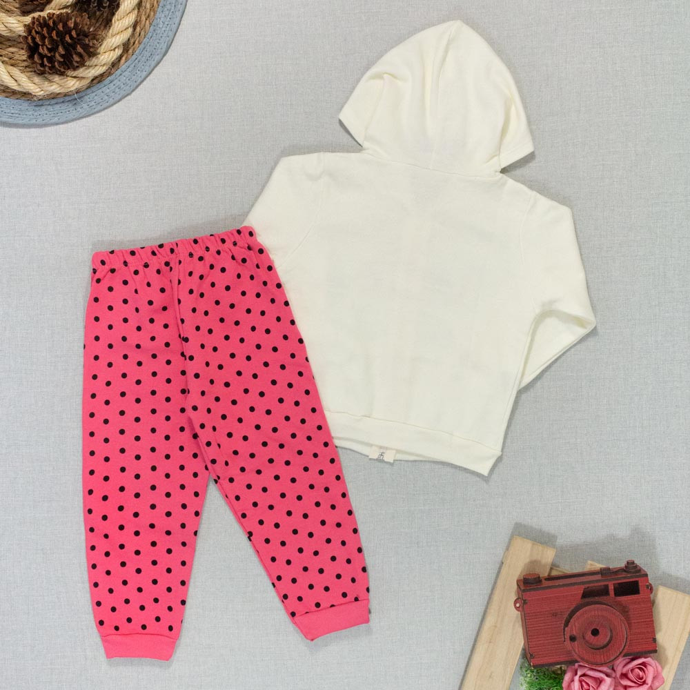 Conjunto Infantil 1 ao 3 de Moletom para Meninas Love Creme