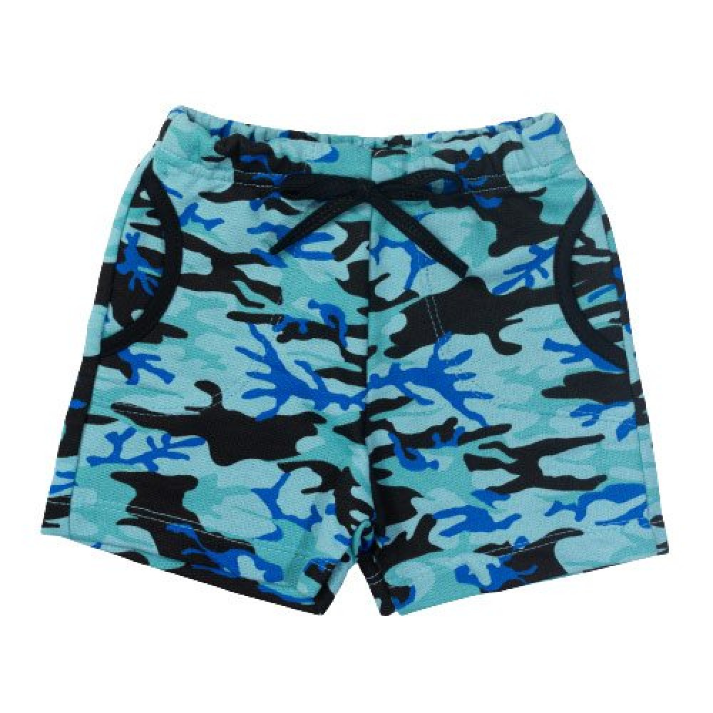 BERMUDA EM MOLETINHO PARA BEBÊ ESTAMPADINHA AZUL