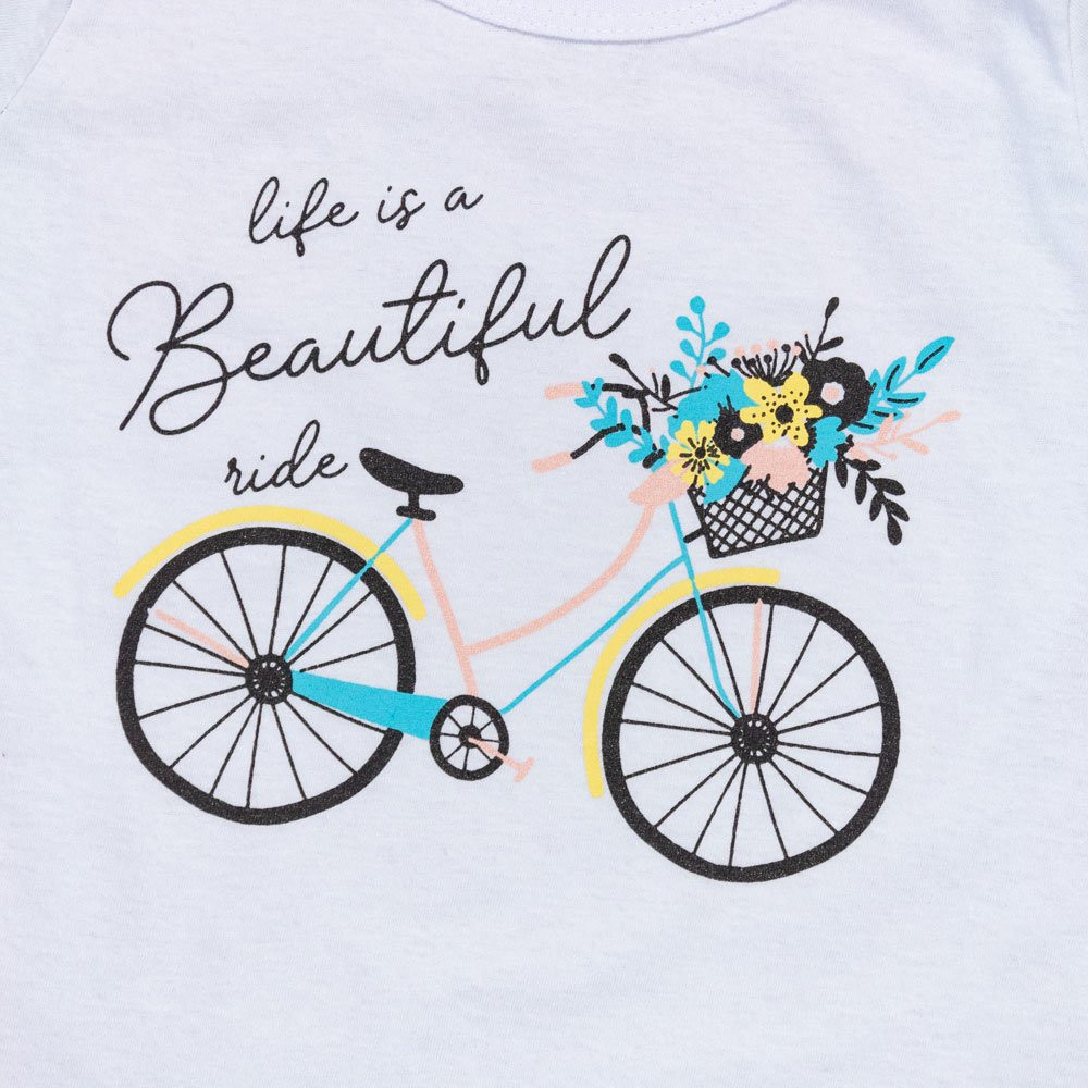 CONJUNTO INFANTIL 2 AO 10 CURTO 100% ALGODÃO BIKE BRANCO