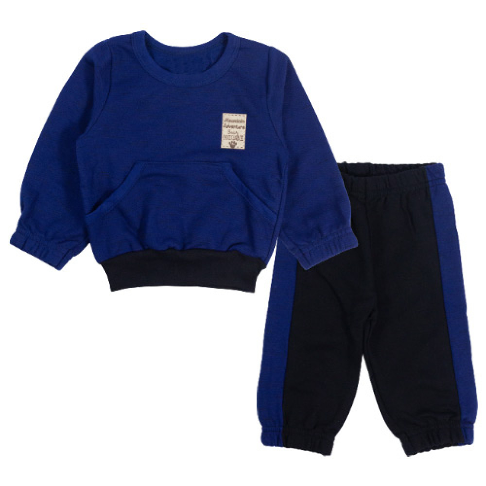 CONJUNTO LONGO BEBÊ EM MOLETOM BLUSA E CALÇA JET APLIQUE ADVENTURE MARINHO