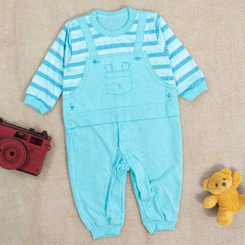 MACACÃO LONGO EM MALHA PARA BEBÊ MENINO BICHINHO VERDE CLARO