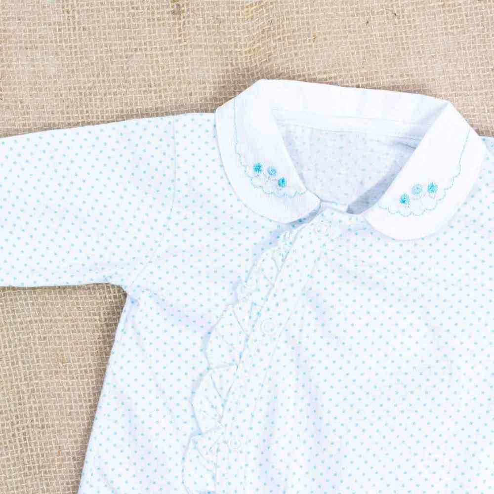 MACACÃO LONGO EM MALHA PARA BEBÊ MENINA PÓA BRANCO