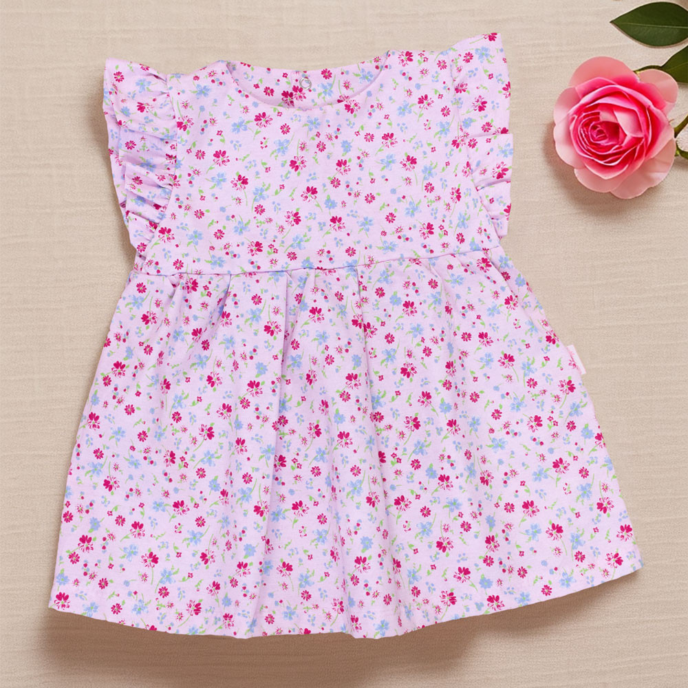 Vestido de Verão Florzinhas Rosa Claro - Charme para sua bebê