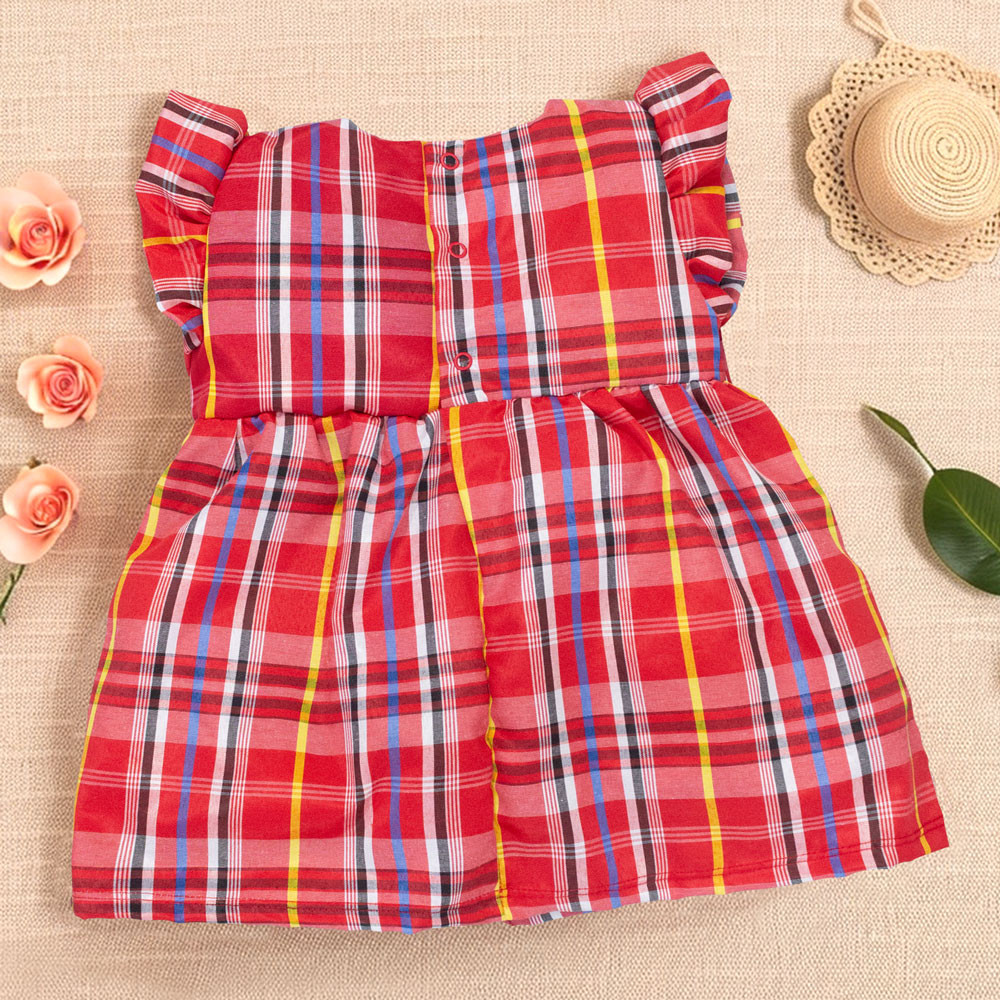 Vestido para Bebê Xadrez Vermelho Estilo Caipirinha Junina
