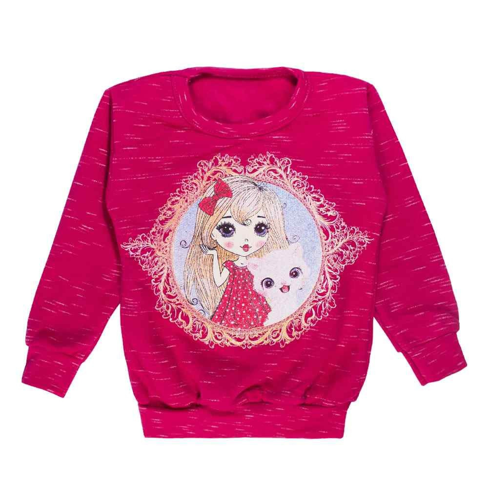 CONJUNTO LONGO PARA BEBÊ EM MOLETOM BLUSA E CALÇA ESTAMPADINHO PINK