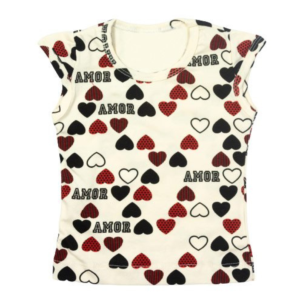 CONJUNTO CURTO BLUSA E BERMUDA PARA BEBÊ ESTAMPA AMOR CREME