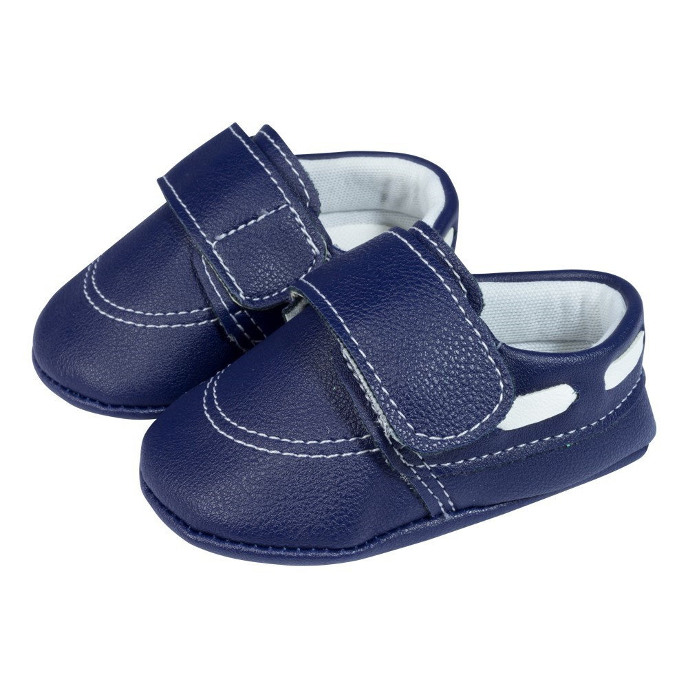 TÊNIS COM VELCRO TRACEJADO PARA BEBÊ MENINO MARINHO