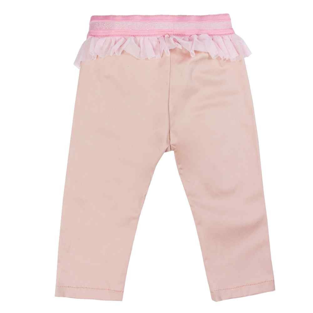 CALÇA JEANS PARA BEBÊ COM ESLÁSTICO NA CINTURA E TULE ROSÊ