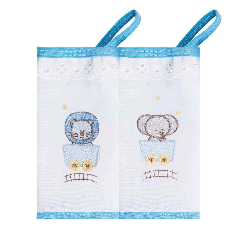 KIT 2 PÇS PANO DE BOCA COM PRENDEDOR DE CHUPETA BORDADINHA ZOOLÓGICO BRANCO
