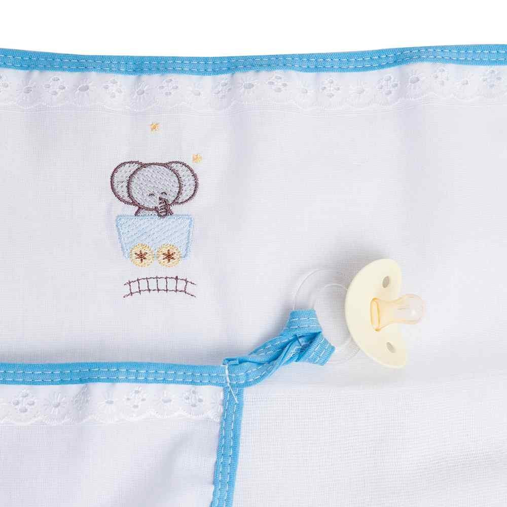 KIT 2 PÇS PANO DE BOCA COM PRENDEDOR DE CHUPETA BORDADINHA ZOOLÓGICO BRANCO
