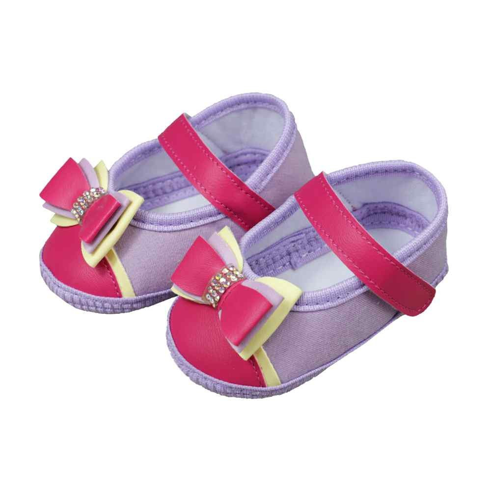 SAPATINHO DE BEBÊ PARA MENINA LILÁS COM LACINHO DA KETO