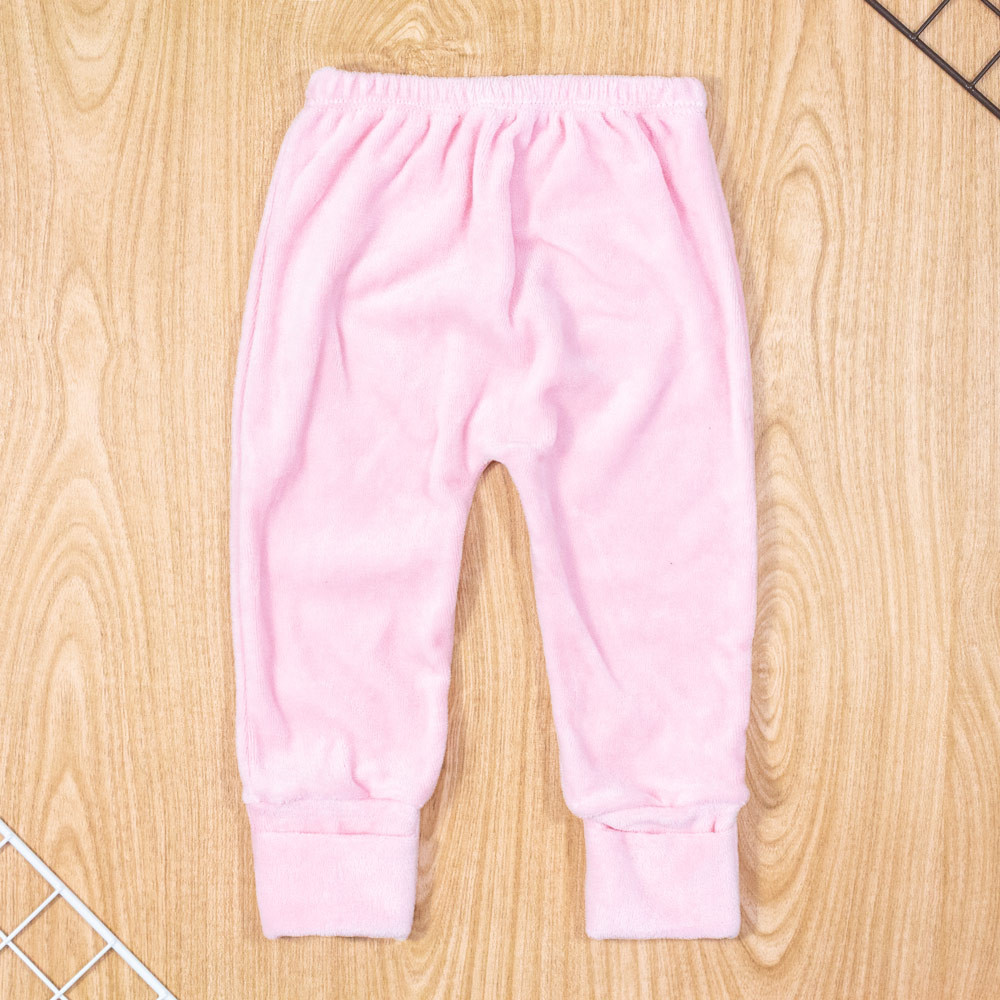CALÇA PARA BEBÊ EM PLUSH PÉ REVERSÍVEL BÁSICA ROSA CLARO