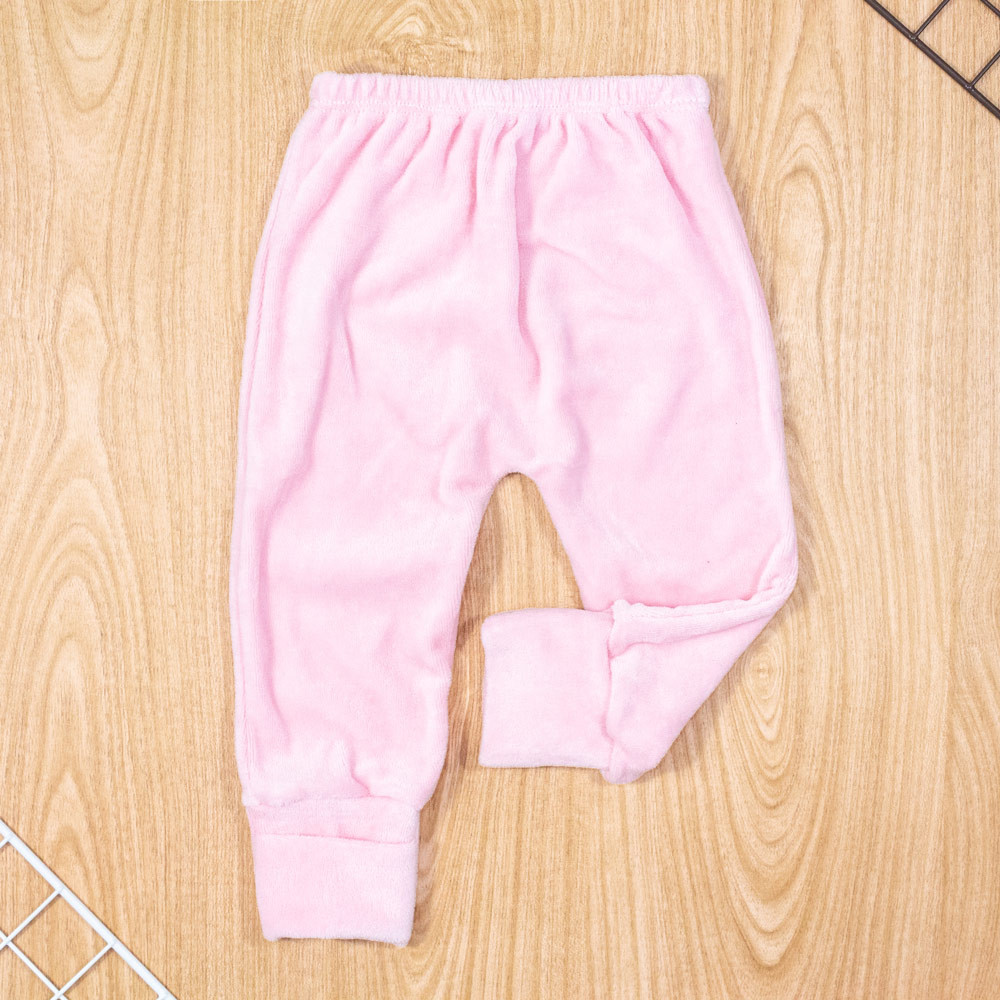 CALÇA PARA BEBÊ EM PLUSH PÉ REVERSÍVEL BÁSICA ROSA CLARO