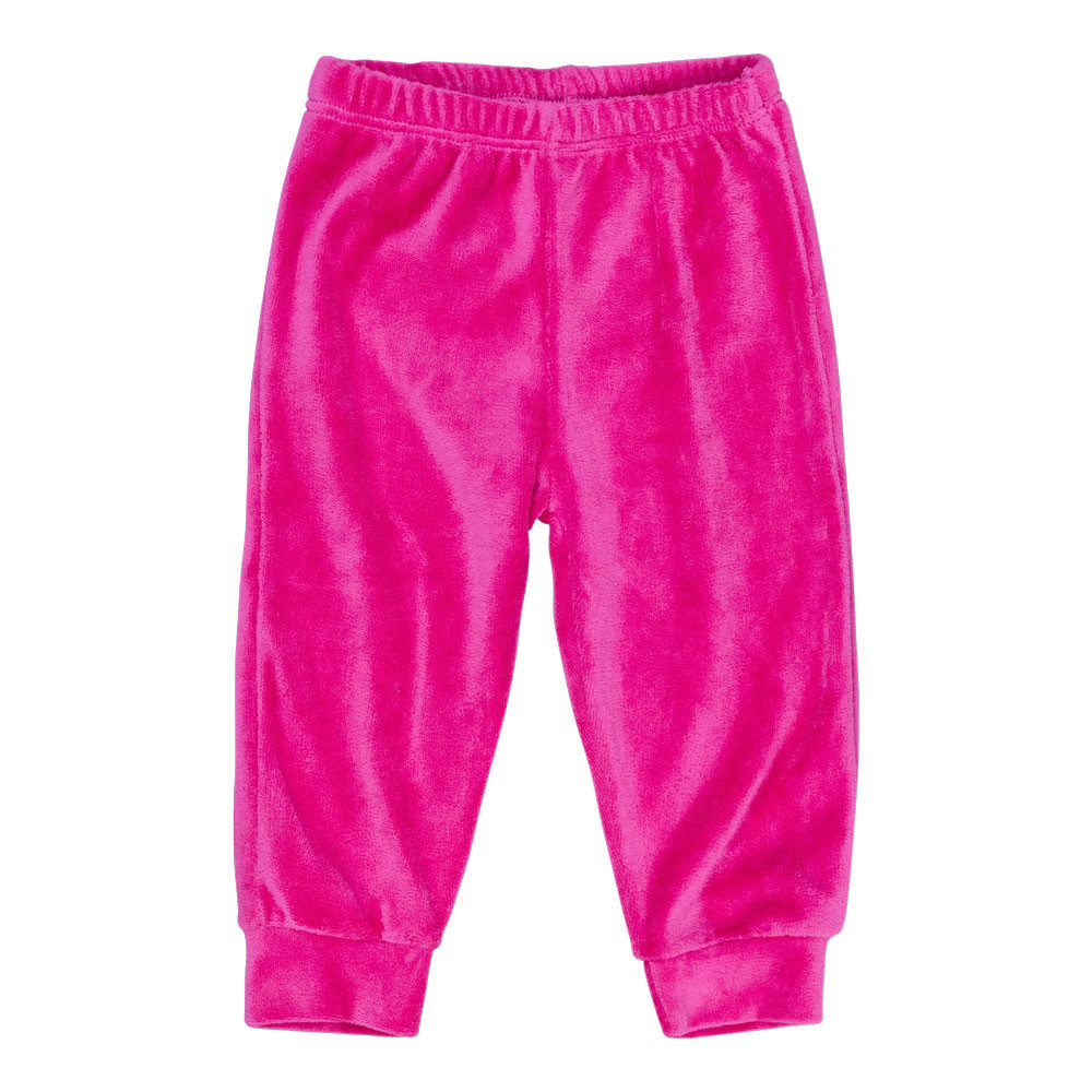 Calça De Plush Básica Para Bebê Menina Pink Quentinha Confortável