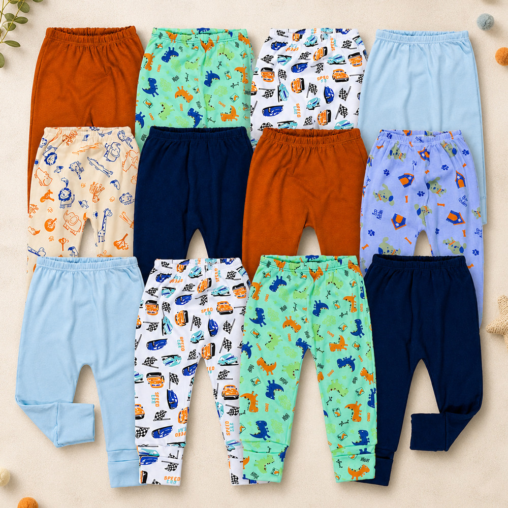 Kit 10 Calças 100% Algodão Hipoalergênico Para Bebês Meninos Até 12 Meses