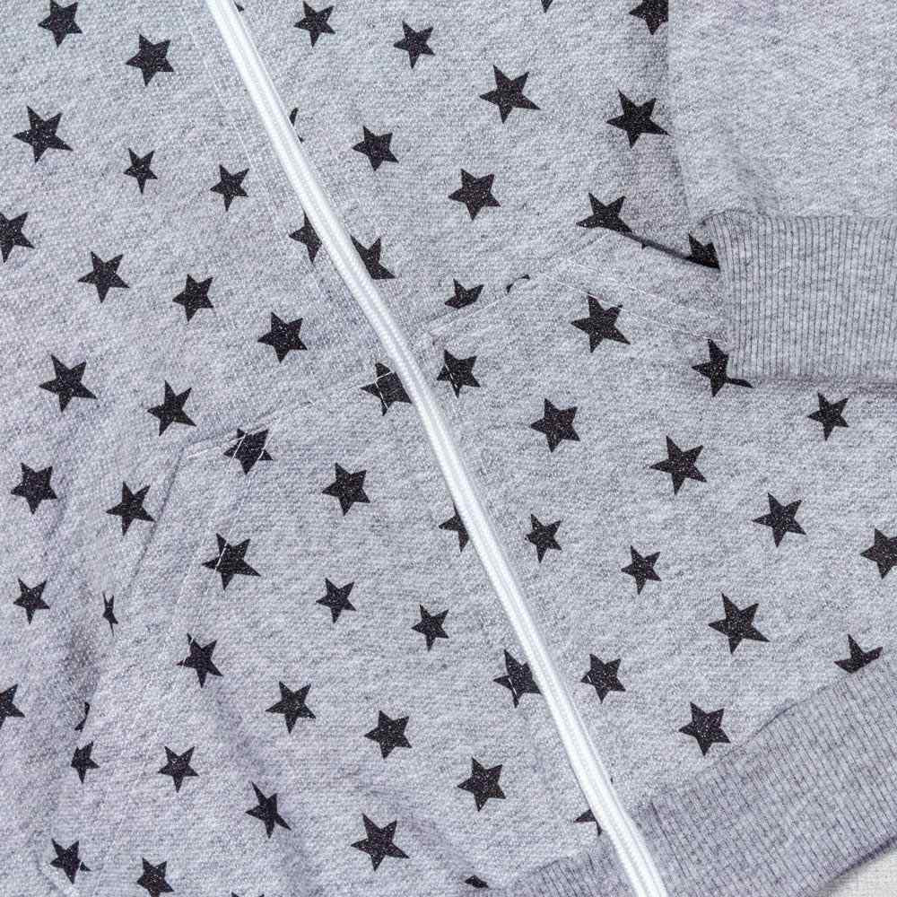 CONJUNTO DE MOLETOM INFANTIL 4 AO 8 COM CAPUZ ESTRELINHAS MESCLA