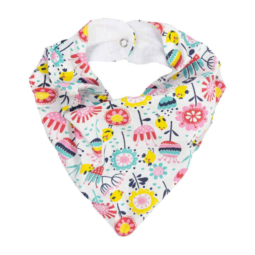 KIT 3 BABADORES BANDANA PARA BEBÊ ESTAMPADINHO PASSARINHO JARDIM