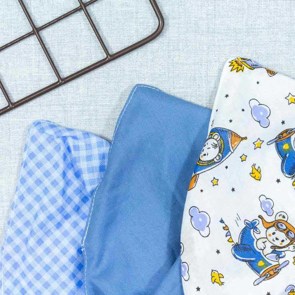 KIT 3 BABADORES PARA BEBÊ BANDANA ESTAMPADINHO FOGUETE