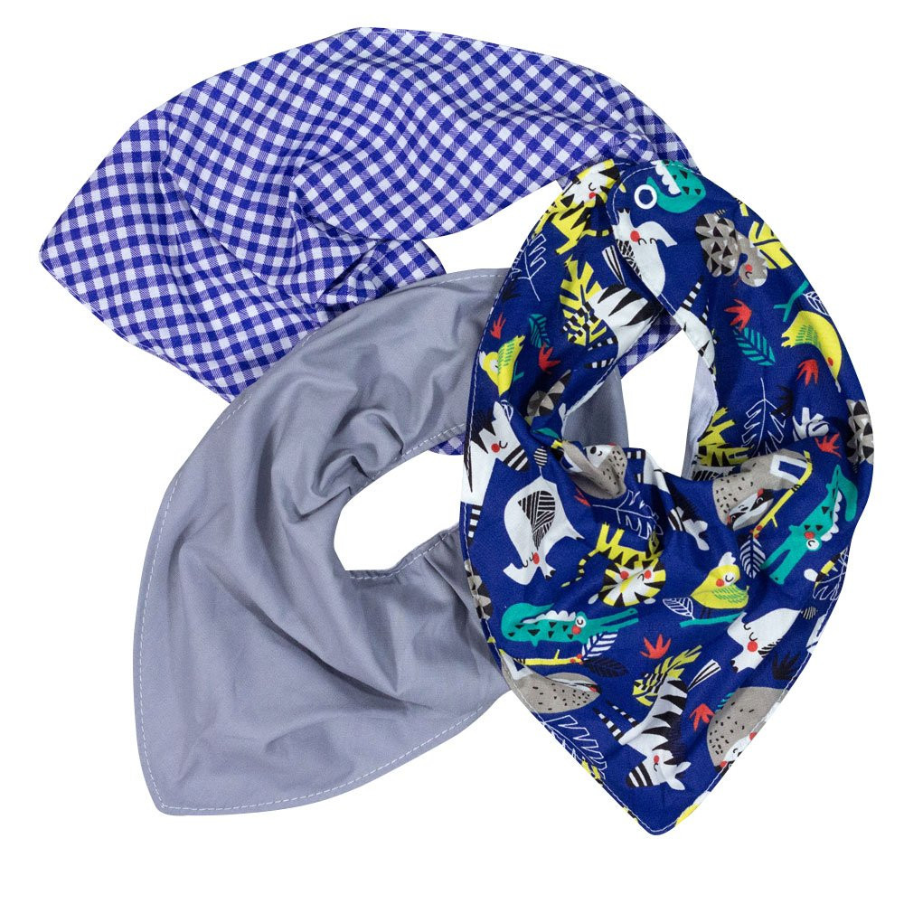 KIT 3 BABADORES PARA BEBÊ BANDANA ESTAMPADINHOS FLORESTA