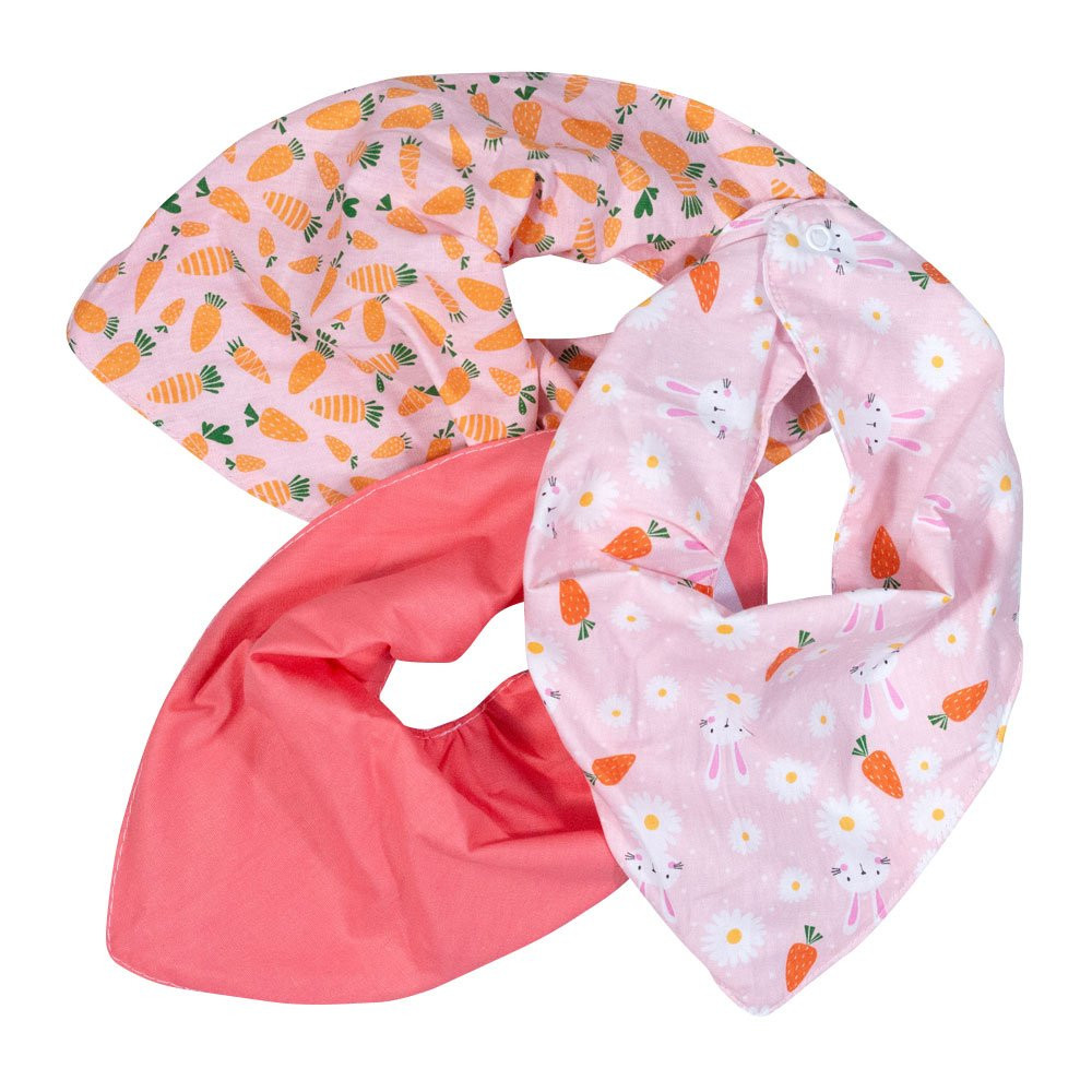 KIT 3 BABADORES PARA BEBÊ BANDANA ESTAMPADINHOS COELHINHA