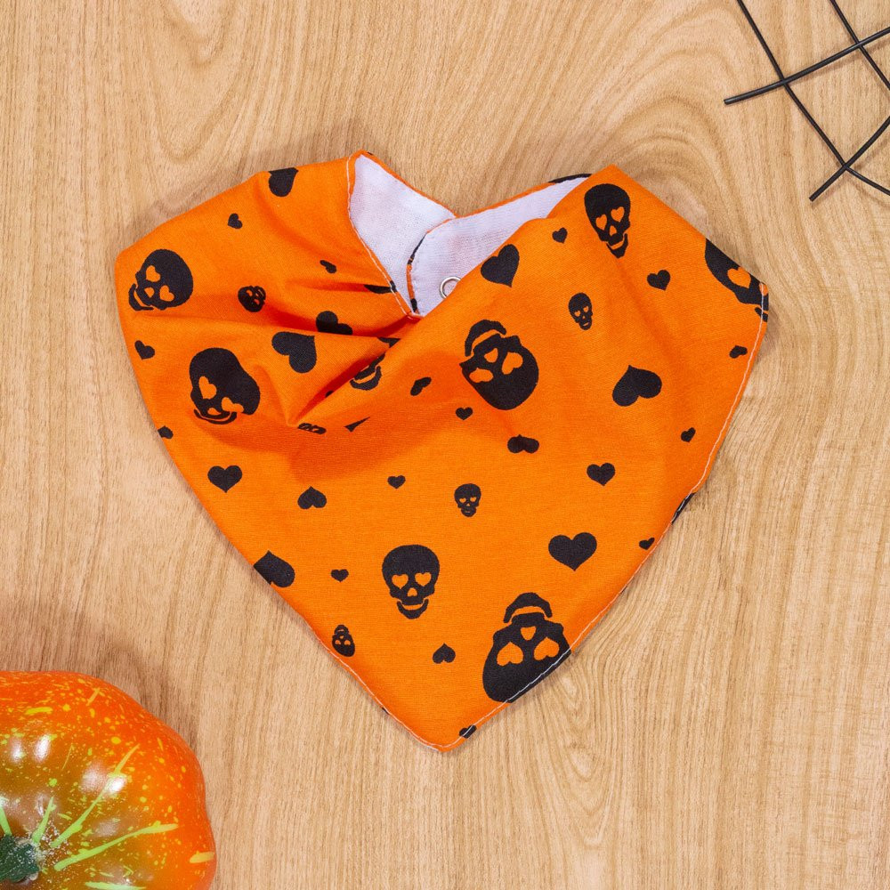 Babador Bandana Halloween Caveirinha Laranja