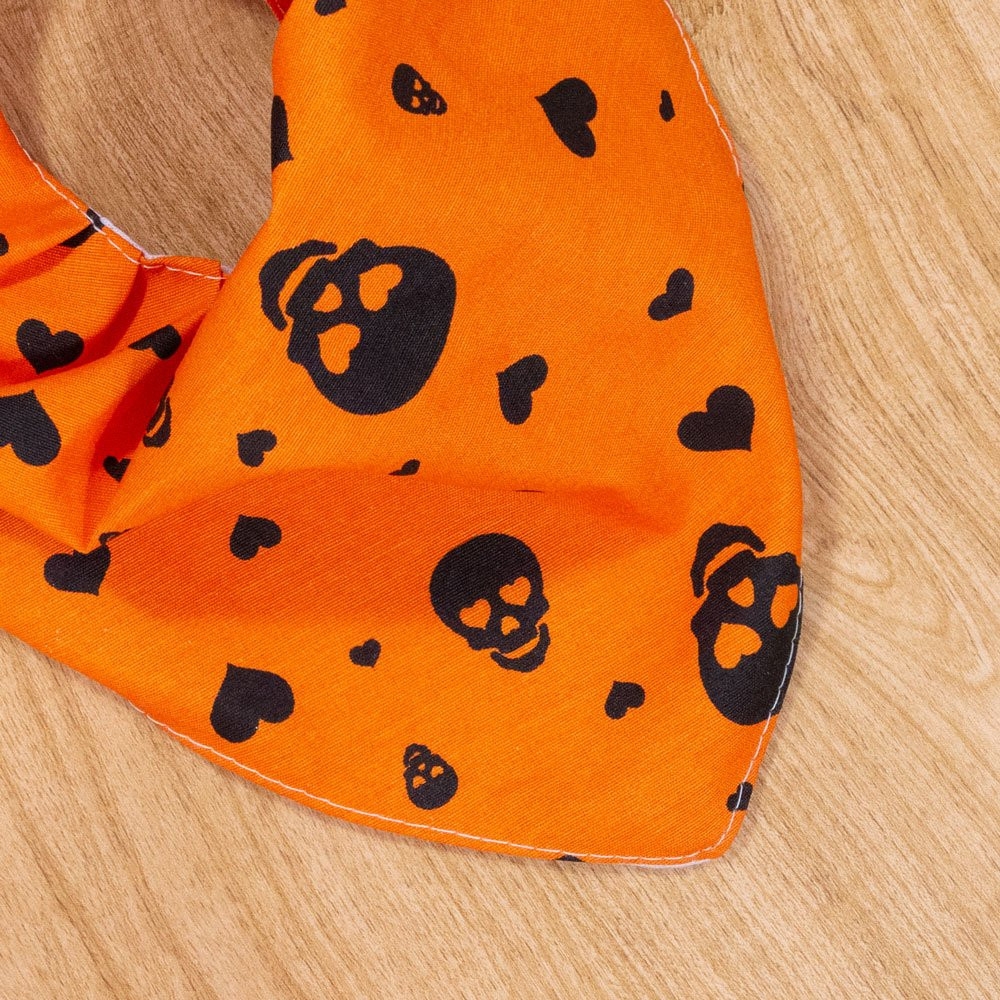 Babador Bandana Halloween Caveirinha Laranja