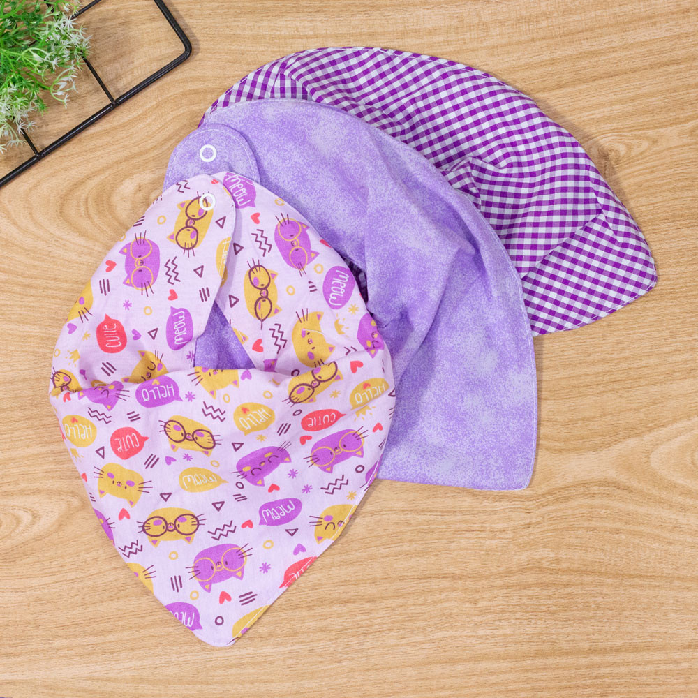 Conjunto Babador Bandana Gatinha para Meninas Bebês