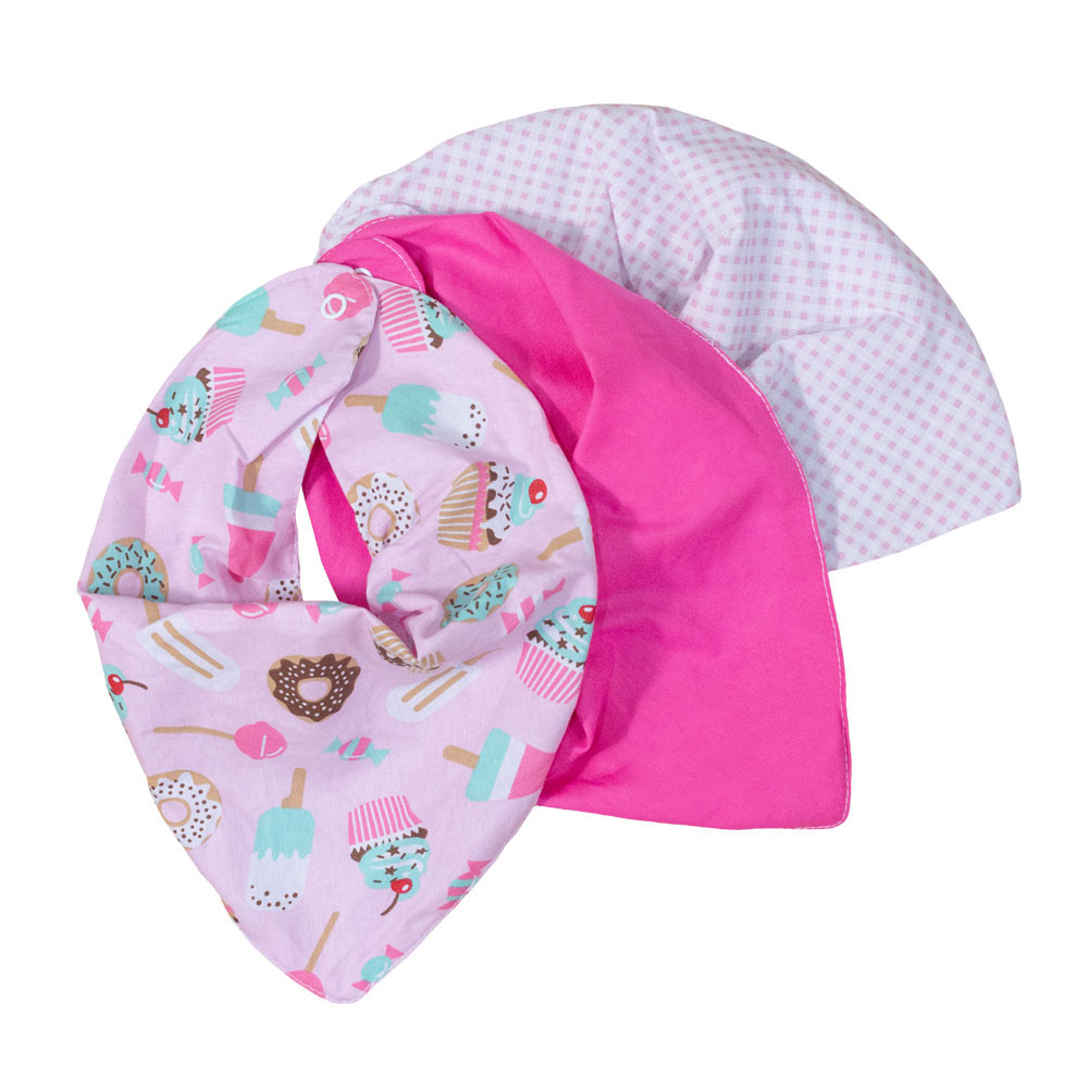 Kit 3 Bandanas Babadores em Tricoline Doce Bebês Meninas
