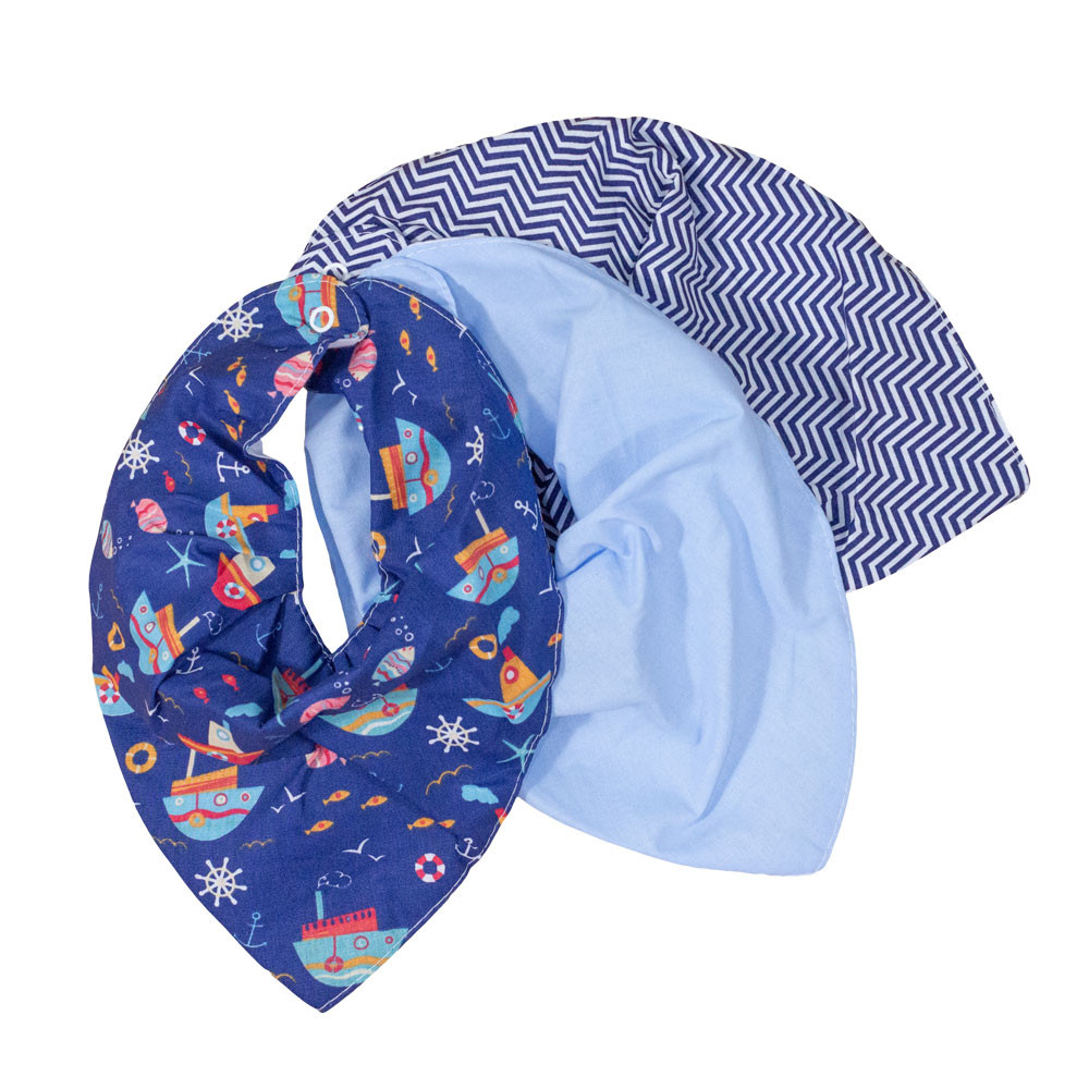 Babadores Bandana com Estampa de Barquinho para Meninos