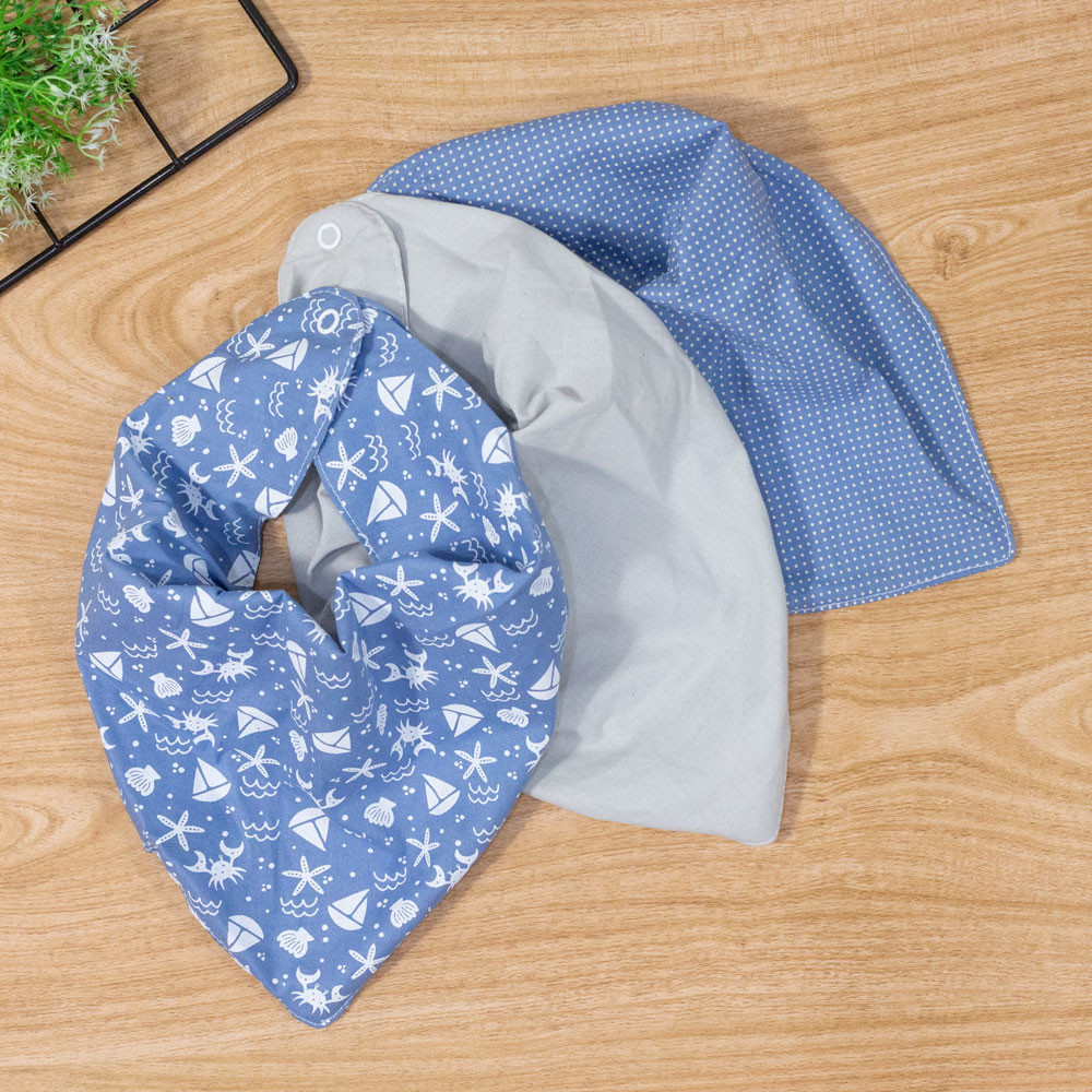 Babador Bandana - Kit com 3 Peças para Menino Fundo do Mar