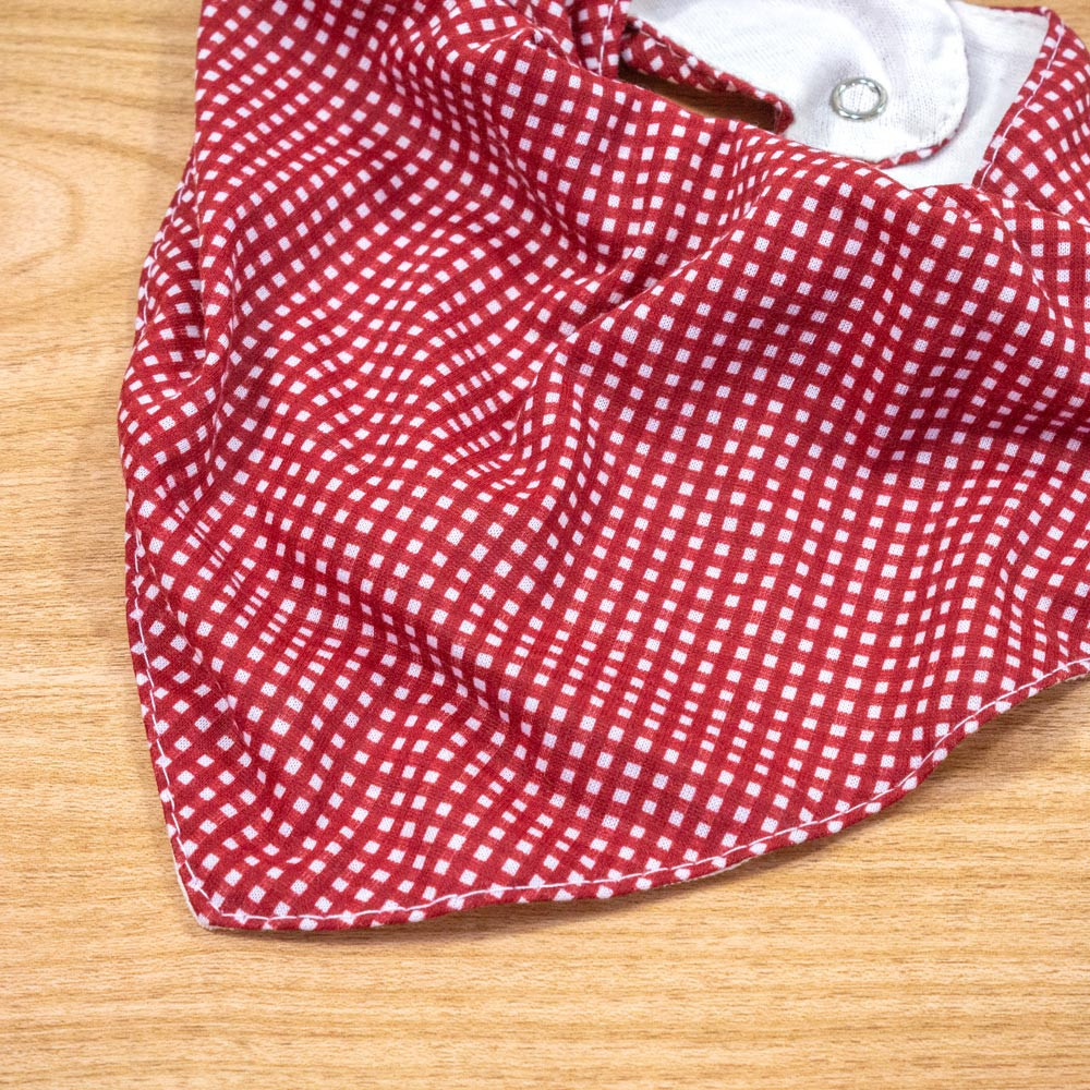 Babador Bandana com Estampa Quadriculado Marsala